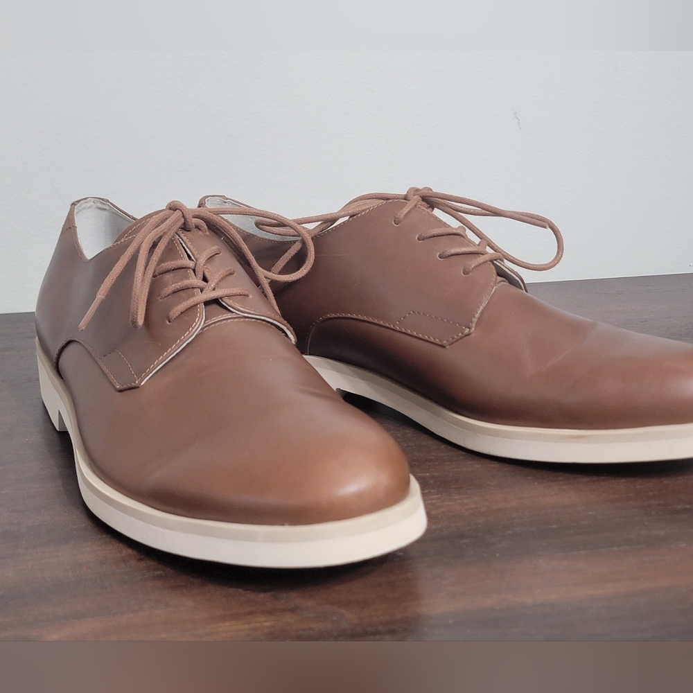 Calvin Klein NWOT  Men's Faustino Washed Leather Oxfords Men's Size 10.5 - Picture 7 of 13